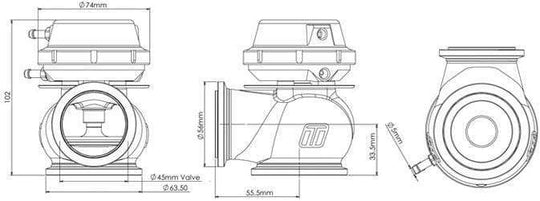 Turbosmart Hyper-Gate45 External Wastegate 5psi (Black) - Dirty Racing Products